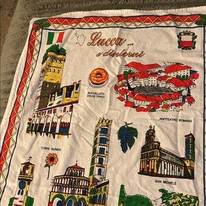 Vintage Italian Souvenir Cotton Tea Towel Lucca, Italy 🇮🇹